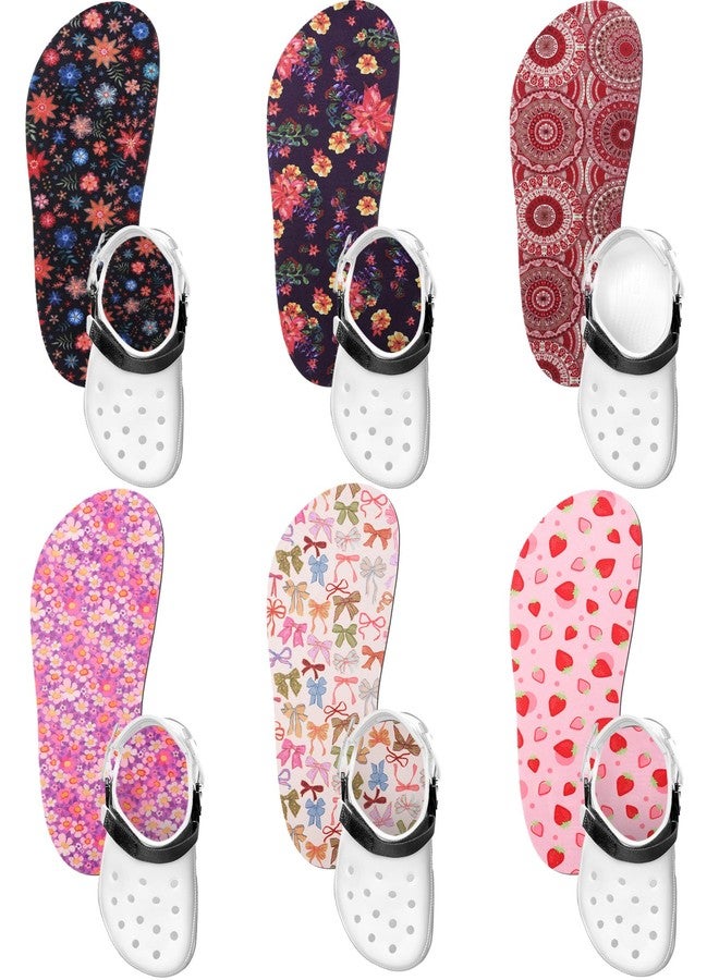 Velmitten 6 Pairs Shoe Insoles for Clog Garden Breathable Shoe Insoles Inserts No Show Socks for Women Men(Lively Pattern) - Image 1